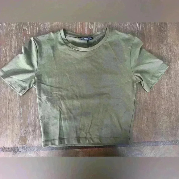NWT Zara Olive green crop top size XS - Picture 1 of 4
